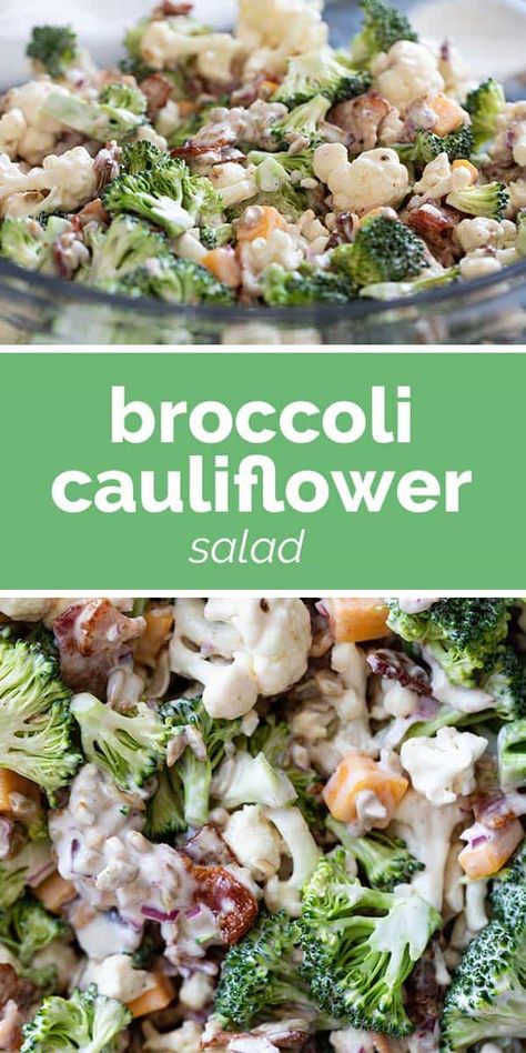 Broc Cauliflower Salad, Brocolli Cauliflower Salad, Brocoli And Cauliflower Salad, Broccoli Cauliflower Salad Recipes, Broccoli Cauliflower Salad, Healthy Broccoli, Broccoli Salad Bacon, Broccoli And Cauliflower, Raw Broccoli