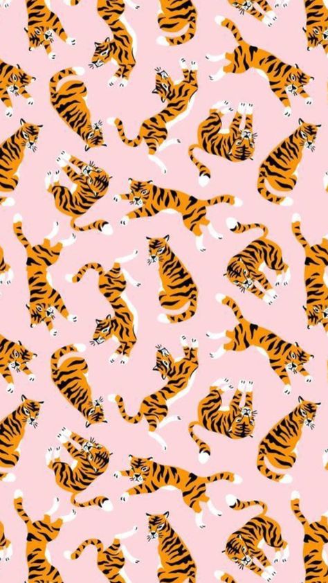 Pink Tiger Wallpaper, Tiger Pattern Wallpaper, Iphone Wallpaper Preppy, Tiger Wallpaper, Funny Phone Wallpaper, Iphone Wallpaper Photos, Preppy Wallpaper, Orange Wallpaper, Cute Patterns Wallpaper