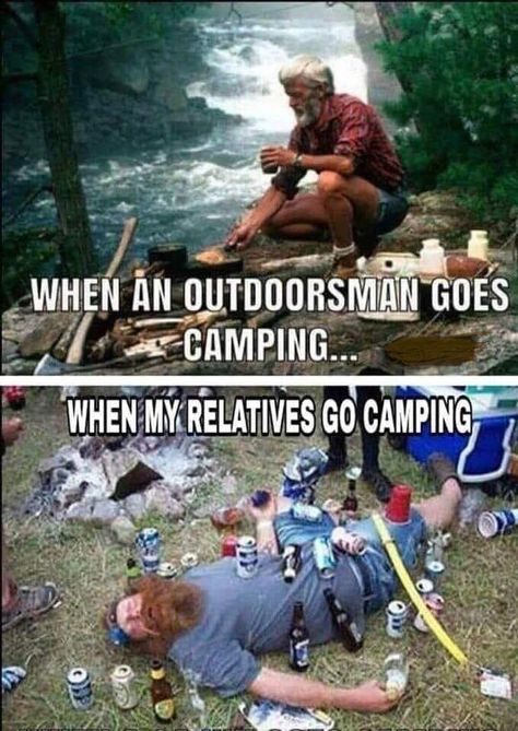 A huge collection of funny camping memes, nature quotes, and vanlife cartoons. Be entertained with these funny outdoor memes that make us laugh about the what we love and cringe about when it comes to camping with the family. Camping Jokes, Camping Quotes, Funny Camping, Backyard Camping, Camping Humor, Birthday Meme, Funny As Hell, Go Camping, Outdoor Fun