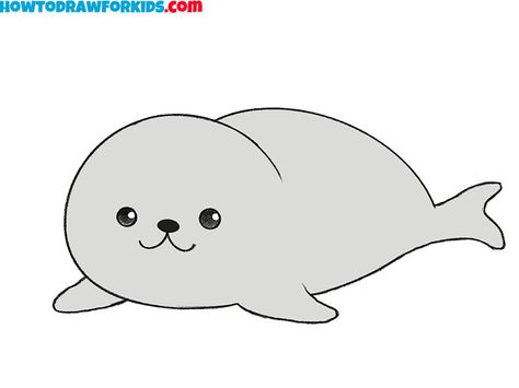 How to Draw a Seal - Easy Drawing Tutorial For Kids How To Draw A Seal, Cute Seals Drawing, Easy Seal Drawing, Seal Outline, Cute Seal Drawing, Seal Line Drawing, Seal Doodle, Baby Seal Drawing, Seal Cute Cartoon