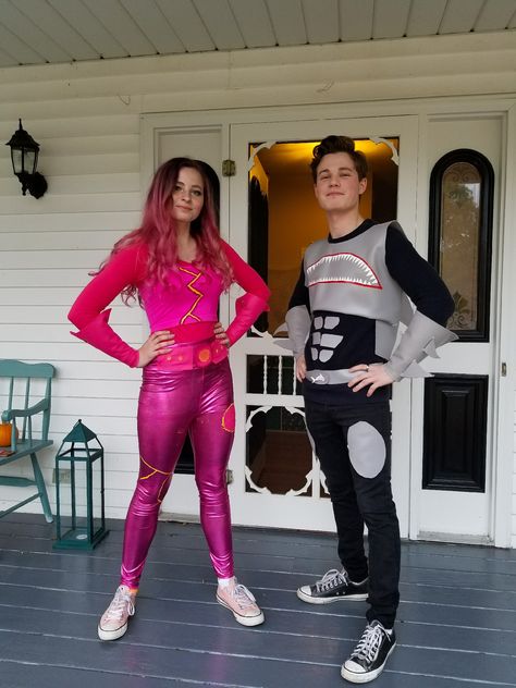 Sharkboy and Lava Girl! Lava Girl And Shark Boy Costumes, Diy Sharkboy And Lavagirl Costume, Sharkboy And Lavagirl Costume Diy, Lava Girl Costume Diy, Sharkboy And Lava Girl Costume, Shark Boy Lava Girl Costume, Shark Boy And Lava Girl Costumes Couple, Shark Boy And Lava Girl Costumes, Lava Girl Halloween Costume