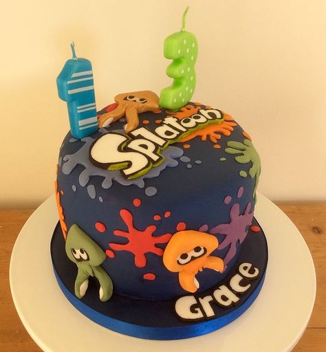 Splatoon Cake, Splatoon Birthday, Lightning Mcqueen Birthday Cake, Sprinkled With Love, Lego Birthday Cake, 8th Birthday Cake, Glow Birthday Party, Novelty Birthday Cakes, Glow Birthday