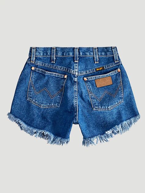 Women's Reworked Short in Dark Stone Miranda Lambert Style, Jeans Into Shorts, Wrangler Women, Wrangler Shorts, Collarless Jacket, Packable Jacket, Miranda Lambert, Shorts Skirts, Cuffed Pants