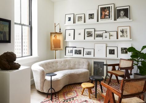 Art Ledge, Gallery Shelf, Above Sofa, Nyc Loft, Tribeca Loft, Loft Living, Minimalist Wall Decor, Shelf Styling, Interior Deco