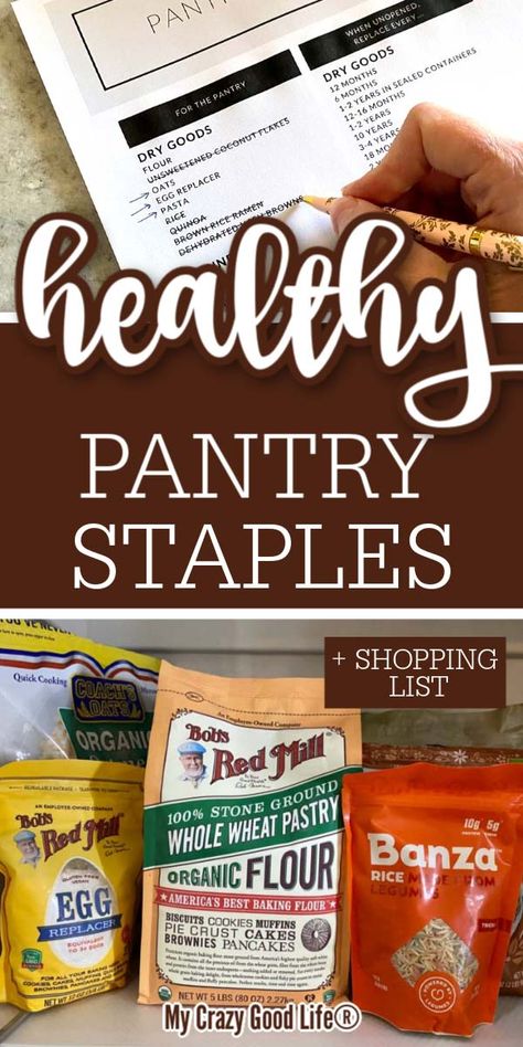 I've pulled together this Healthy Pantry Staples checklist for you to keep an inventory of the most important items to have on hand. Comes with a blank Pantry Staples inventory for you to make your own, as well! #staples #pantry Stocking A Pantry, Healthy Pantry Staples, My Crazy Good Life, Healthy Pantry, Pancake Cake, Cook Healthy, Homemade Granola Bars, Baking Items, Unsweetened Coconut Milk