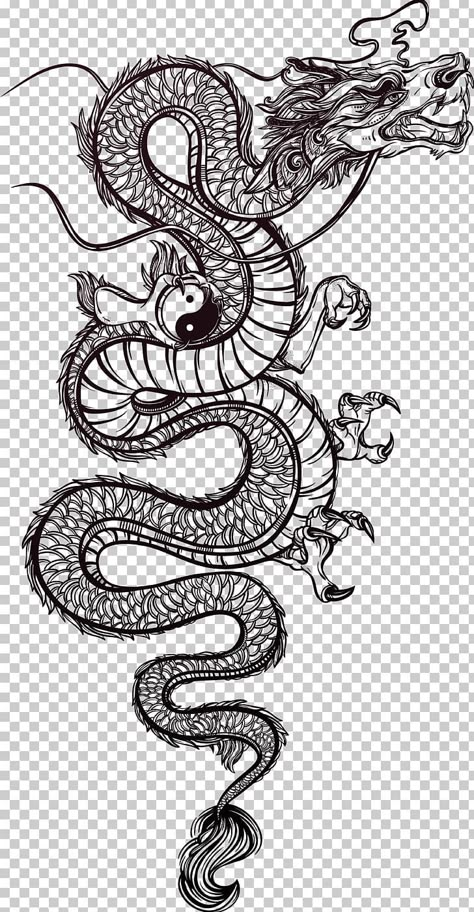 Dragon Tattoo Outline, Chinese Dragon Tattoo, Dragon Tattoo Vector, Dragon Tattoo Drawing, Orca Tattoo, Dragons Tattoo, Small Dragon Tattoos, Dragon Tattoo Art, Chinese Dragon Tattoos