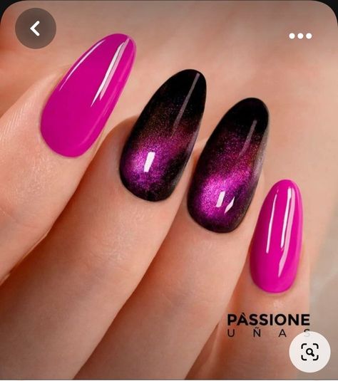 Pink Foil Nails, Baby Boomer Nails, Magenta Nails, Oval Nails Designs, Red Ombre Nails, Purple Glitter Nails, Purple Nail Art, Red Acrylic Nails, Beauty Nails Design