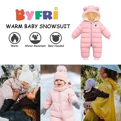 BYFRI Baby Winter Outfit Clothes, Infant Girls Snowsuit 12-18 Months, Newborn Hooded Jacket, Cute Pink Snow Suit Coat for Toddler Girl Winter Baby Clothes, Pink Snow, Infant Girls, Suit Coat, Baby Winter, Snow Suit, Suits Coats, Winter Outfit, Cute Pink