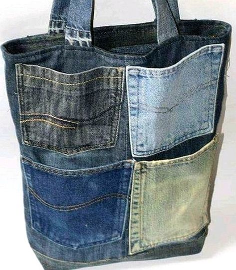 Leather And Denim Bag, Recycled Denim Fashion, Återvinna Jeans, Artisanats Denim, Jean Diy, Tas Denim, Recycled Denim Bags, Jean Bag, Jean Purses