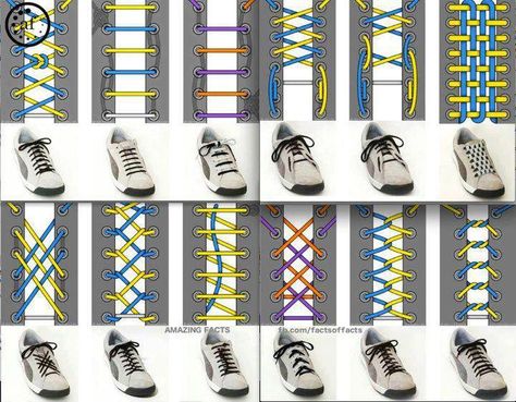 Different ways to tie shoes. Shoe Lacing Techniques, Ways To Lace Shoes, How To Tie Shoes, Pattern Shoes, Shoe Lace Tying Techniques, Pastel Pattern, Tie Shoelaces, Nail Designs Spring, Shoe Lace Patterns