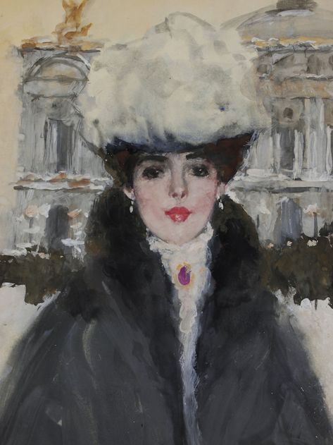 Portrait Of A Lady By Victor Guerrier. Paintings, Portraits | 593368 | Sellingantiques.co.uk Parisian Woman, Fur Trimmed Cape, Paintings Portraits, Victorian Life, A Snowy Day, Painting Reference, Outdoor Portrait, Doodle Art Drawing, Ballet Photography