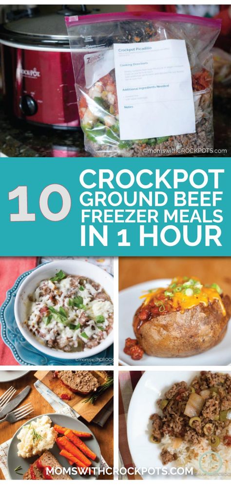 Frozen Beef Crockpot Recipes, Crockpot Recipes Freezer Dump Dinners, Ground Beef Crockpot Freezer Meals, Crockpot Dump Meals Freezer Cooking, Freezer Meal Beef Stroganoff, Crockpot Freezer Dump Meals With Shopping List, Beef Freezer Meals, Ground Beef Crockpot Recipes, Slow Cooker Ground Beef