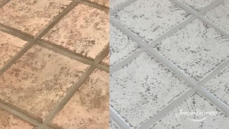 Looking for an easy and inexpensive way to give your outdated tile a makeover? Don't have a lot of time or money in the budget for replacing your tile floor? Then I have a fabulous solution for you! This project takes minimum supplies, and is so easy to do!   My tile was is great condition! It just wasn't the style I wanted for my bathroom. I began by trying my hand at stenciling. That didn't go well, so when I began to paint over my mistake, I came up with a super easy technique!   Cl… Ceramic Tile Painting, Diy Painted Floors, Tile Diy, Paint Tile, Tile Paint, Tile Painting, Blue Grey Walls, Floor Makeover, Stone Diy