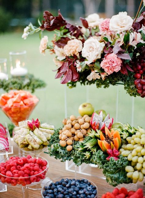 Wedding Fruit Table, Fruit Bar Wedding, 21 Dinner, Sweet Table Wedding, Fruit Table, Tea Display, Fancy Appetizers, Fruit Wedding, Wedding Appetizers