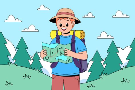 Adventurer with a map vector, Illustrations ft. adventure & man - Envato Map Cartoon, Donut Vector, Fruit Vector, Mountain Background, Man And Dog, Happy Travels, Map Vector, Vector Illustrations, New Shows