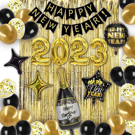 Happy New Year Backdrop, Nye Decor, New Years Dinner Party, New Year Backdrop, Gold Foil Balloons, New Year Decorations, Happy New Year Banner, New Year's Party Decorations, Student Christmas Gifts