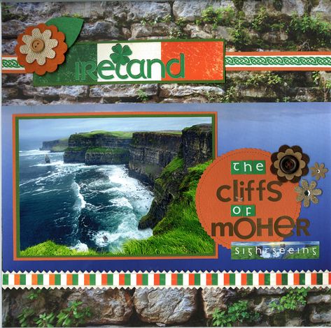 Ireland Travel Journal Ideas, Ireland Scrapbook Ideas, Iceland Scrapbook, Ireland Scrapbook, Ireland Scrapbook Layouts, Scotland Scrapbook Layouts, St Patrick’s Day Scrapbook Page, Hawaii Things To Do, Scrapbooking Layouts Travel