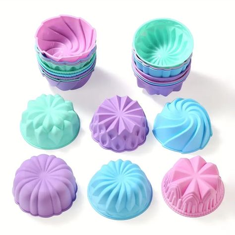 Silicone Cupcake Baking Cups Non stick Silicone - Temu Silicone Cupcake Molds, Silicone Cupcake Liners, Silicone Muffin Cups, Silicone Baking Cups, Food On Sticks, Cupcake Baking, Tart Molds, Muffin Liners, Silicone Bakeware