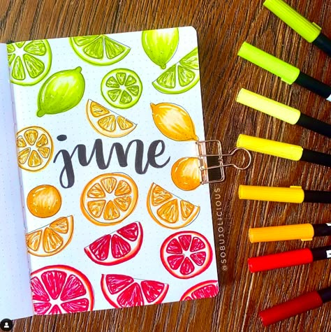 June Bullet Journal Cover Ideas, June Bujo Cover, Bujo Cover Ideas, June Bullet Journal Cover, June Bujo, Journal Cover Ideas, June Bullet Journal, Bullet Journal Month, Bullet Journal Cover