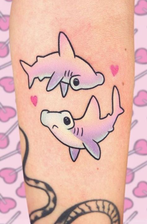 Shark Tattoo Ideas, Hai Tattoo, Shark Tattoo, Ocean Tattoos, Kawaii Tattoo, Shark Tattoos, Cute Little Tattoos, Cute Tiny Tattoos, Dream Tattoos