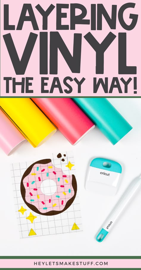 Cricut Double Layer Vinyl, Best Cricut Vinyl, How To Use Two Colors Of Vinyl On Cricut, Layering Cricut Iron On Vinyl, Cricut Projects Vinyl Tumblers Cute Ideas, How To Make Layers On Cricut, How To Layer In Cricut Design Space, Layer Iron On Vinyl Cricut, Layered Vinyl Stickers