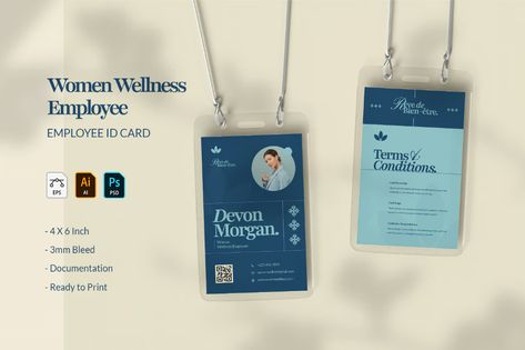 Women Wellness Employee - ID Card, Print Templates ft. identity & card - Envato Contact Template, Women Wellness, Office Employee, Wedding Business Card, Employee Id Card, Employees Card, Creative Layout, Chocolate Stores, Company Id