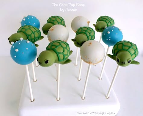 Sea Turtle kc bake stand 2 -- by The Cake Pop/Shop -- on RoseBaes.com -- 6-24-16 Turtle Cake Pops, Cake Pops Ideas, Sea Turtle Cake, Turtle Baby Shower, Turtle Birthday Parties, Turtle Theme, Turtle Cake, Sea Cakes, Sea Baby Shower