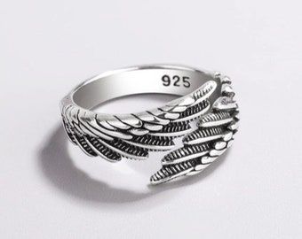 Angel Wing Ring, Handmade Jewelry Ring, Silver Party, Feather Ring, Silver Wings, Silver Feather, Birthday Jewelry Gift, Fashion Ring, Color Ring