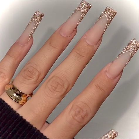 Long French Tip Nails Coffin Glitter, Bling Tip Acrylic Nails, New Year Nails Acrylic Coffin, New Years Coffin Acrylic Nails, New Years Acrylic Nails Sparkle, New Years Nails Coffin Long, Tapper Square Acrylic Nails Medium, Reflective Glitter Acrylic Nails, Gold Reflective Nails