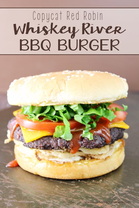 Fire up the grill for this Copycat Red Robin Whiskey River BBQ Burger! Don't let summer pass you by without trying this recipe! #12bloggers Red Robin Recipes, Copycat Red Robin, Grilled Chicken Recipes Easy, Bbq Burger, Easy Grilling Recipes, Easy Grilled Chicken, Bbq Burgers, Easy Grilling, Copykat Recipes