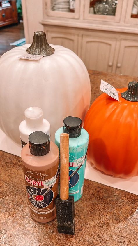 How To Paint Artificial Pumpkins - Shaw Avenue Painting Artificial Pumpkins, Painting Faux Pumpkins Ideas, Spray Painting Pumpkins, Painting Foam Pumpkins, Painting Fake Pumpkins, How To Paint Plastic Pumpkins, Paint Fake Pumpkins, Plastic Pumpkins Makeover, Acrylic Paint On Plastic