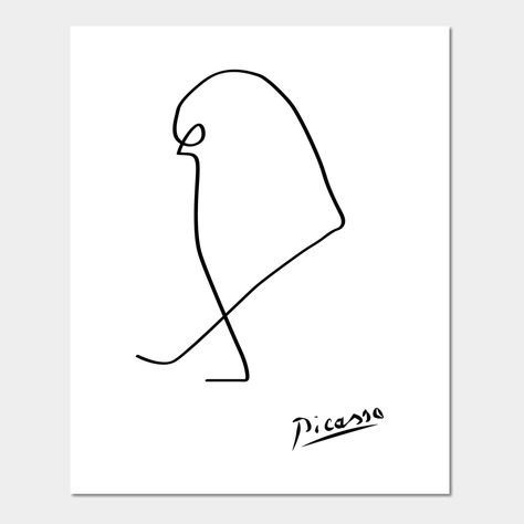 Line drawing of Penguin. Picasso animal series. -- Choose from our vast selection of art prints and posters to match with your desired size to make the perfect print or poster. Pick your favorite: Movies, TV Shows, Art, and so much more! Available in mini, small, medium, large, and extra-large depending on the design. For men, women, and children. Perfect for decoration. Drawing Of Penguin, Picasso Bird, Picasso Line Drawing, Picasso Line Art, Chicken Poster, Picasso Drawing, Art Picasso, Stitching Art, Pablo Picasso