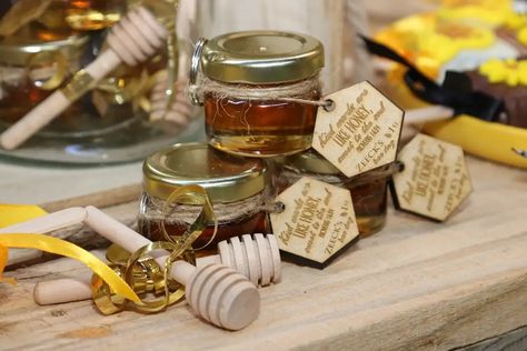 Honeybee Bumblebee Party Honey Jars, Honey Bottles, Honey Sticks, Bee Sticker, Wedding Shower Favors, Bee Pendant, Baby Shower Party Favors, Gold Bee, Glass Mason Jars