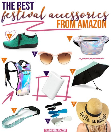 Music Festival Season is here! These are the best festival accessories from Amazon that are must-haves to stay comfortable and connected. Music Festival Must Haves, Festival Accessories Ideas, Concert Must Haves, Comfortable Festival Outfits, Rave Essentials, Music Festival Shoes, Music Outfits, Hangout Fest, Edc Orlando