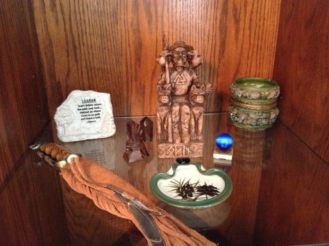 Altar to Odin Odin Altar, Norse Witch, Ark Of The Covenant, Offering Bowls, Tealight Candle Holders, Gods And Goddesses, The Dining Room, The Covenant, Old English