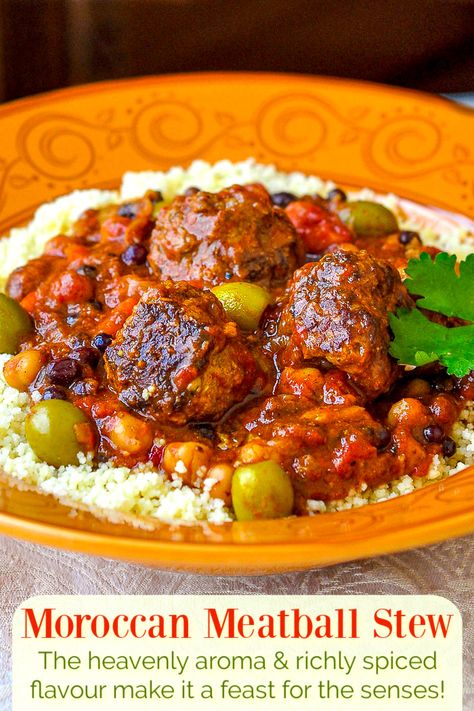 Arabisk Mad, Moroccan Meatballs, Beef Stews, Daniel Diet, Meatball Stew, Newfoundland Recipes, Moroccan Recipes, Moroccan Cooking, Middle East Recipes