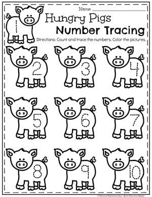 Preschool Farm Math Activities, Farm Number Activities, Farm Theme Worksheets Preschool, Farm Animal Curriculum Preschool, Farm Animal Worksheets Preschool, Farm Animals For Preschool, Farm Tracing Preschool, Farm Animal Counting, Farmer Worksheet Preschool