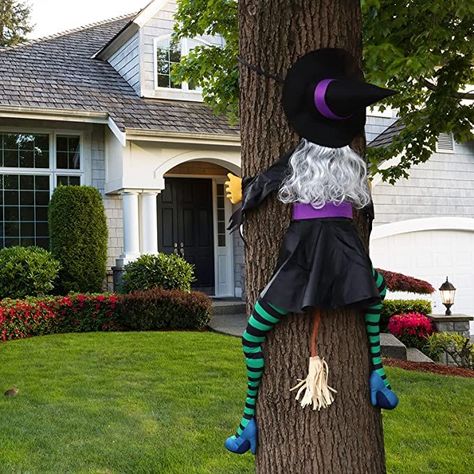 Large Crashing Witch Halloween Decorations(63" H), Crashing Witch into Tree, Outdoor Indoor Crashed Witch Props Halloween Hanging Decorations. Click link to find on Amazon! Witch Halloween Decorations, Yard Witch, Crashing Witch, Outdoor Tree Decorations, Halloween Flying Witch, Halloween Garden Decorations, Witch Props, Halloween Hanging Decorations, Hanging Witch