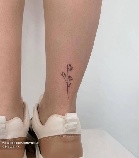 Snowdrop flower tattoo in fine line Bluebell Tattoo, Birth Flower Tattoo Ideas, Snowdrop Flower, Daffodil Tattoo, Flower Tattoo Ideas, Poppies Tattoo, Skeleton Hand Tattoo, Petite Tattoos, Birth Flower Tattoos