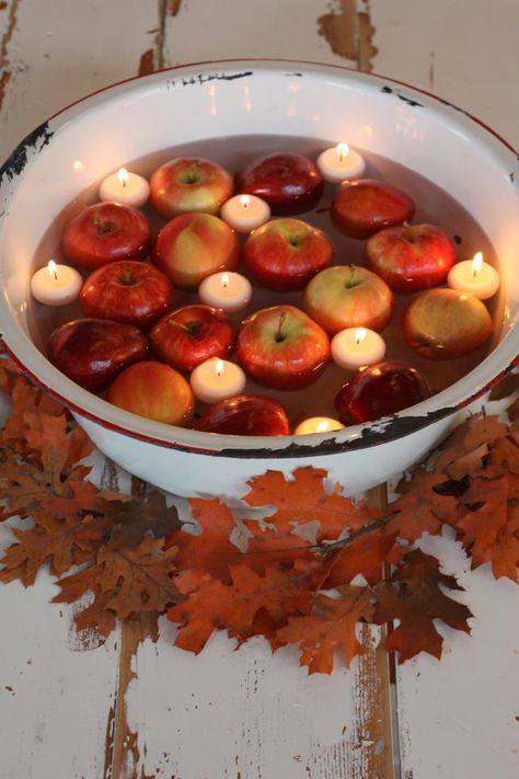 Apples and floating candles are a great look for a rustic wedding or a country brunch.  For the party entryway to the registration table.  The floating candles are available in many sizes and colors on our website: www.BeverlyHillsCandle.com Apple Bobbing, Stick Tree, Stick Decor, Led Stick, Bobbing For Apples, Backyard Gazebo, Apple Home, Rosh Hashanah, Fabulous Fall