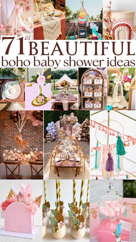 Explore 71 stunning boho baby shower ideas that will leave your guests in awe! From earthy tones to whimsical decorations, find ways to incorporate boho-chic elements like macramé, dreamcatchers, and floral arrangements. With beautiful cakes, creative centerpieces, and delightful desserts, these ideas will blend elegance and rustic charm for an unforgettable celebration. Dreamcatcher Baby Shower Ideas, Hippie Baby Shower Ideas Girl, Simple Boho Baby Shower Ideas, Diy Boho Baby Shower Decor, Boho Pink Baby Shower Ideas, Boho Baby Girl Shower Ideas, Boho Girl Baby Shower Ideas, Boho Themed Baby Shower Ideas, Boho Chic Baby Shower Ideas