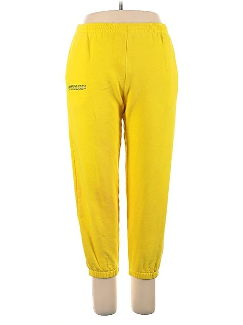 PANGAIA Sweatpants Size: X-Large Yellow Activewear - used. 55% Organic Cotton, 45% Recycled Cotton, Cropped, Solid, High Rise | PANGAIA Sweatpants - High Rise: Yellow Activewear - Size X-Large