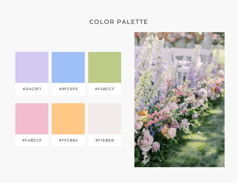 Pastels Color Palette Wedding, Garden Party Palette, Colorful Pastel Wedding Palette, Summer Garden Party Color Palette, Blue Pink Yellow White Color Palette, Garden Wedding Color Schemes Colour Palettes, Spring Colour Palette Wedding, Pastel Wedding Colors Palette Colour Schemes, Pastel Colour Wedding Decoration