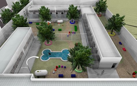 Pet Resort Design, Dog Boarding Facility Ideas Floor Plans, Pet Hotel Ideas, Dog Sanctuary Ideas, Dog Daycare Lobby, Dog Hotel Ideas Pet Resort, Dog Hotel Design, Dogs Daycare, Dog Training Area