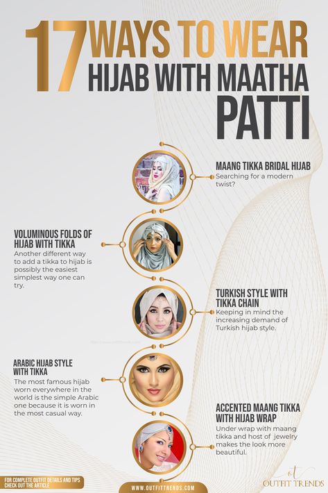 Maang Tikka With Hijab – 17 Ways To Wear Hijab With Maatha Patti Turkish Hijab Style, Hijab Wear, Bridal Hijab, Hijabi Girl, Turkish Fashion, Outfit Trends, Fashion Group, Keep In Mind, Simple Way