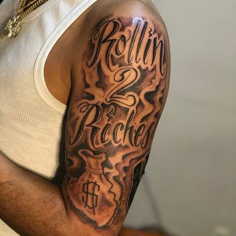 Arm Tattoos Lettering, 16 Tattoo, Free Hand Tattoo, Money Tattoo, Forarm Tattoos, Mens Shoulder Tattoo, Forearm Sleeve Tattoos, Cool Forearm Tattoos, Half Sleeve Tattoos For Guys