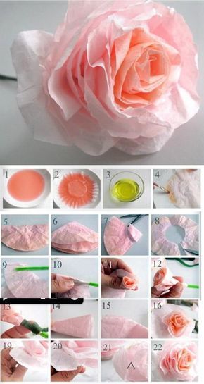 Coffee Filter Craft Ideas - The Idea Room Tissue Paper Roses, Coffee Filter Roses, Coffee Filter Crafts, Coffee Filter Flowers, Diy Flores, Fleurs Diy, Diy Roses, Tissue Paper Flowers, Coffee Filter