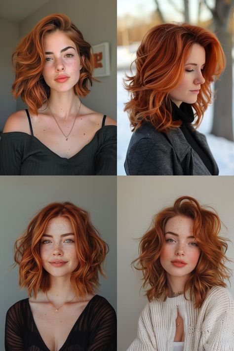 Wavy Bob Shoulder Length, Haircuts For Shoulder Length Wavy Hair, Short Wavy Ginger Hair, Shorter Wavy Hair, Shoulder Length Hair With Layers Wavy, Short Hair Redhead, Red Short Curly Hair, Shoulder Length Hair Wavy, Shoulder Length Red Hair