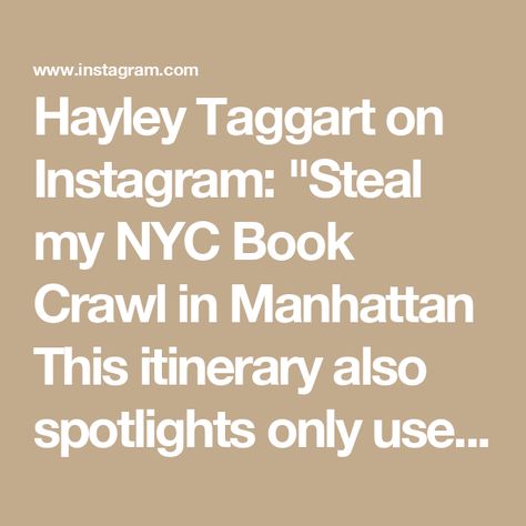 Hayley Taggart on Instagram: "Steal my NYC Book Crawl in Manhattan

This itinerary also spotlights only used bookstores (since I love shopping for a deal!)

Stop 1- Sweet Pickle Books in LES
This is such a unique book store that you really can’t find anywhere else. Not only can you find some fantastic used books, they also have their own line of pickles!

*10 minute walk*
Stop 2- Lunch at Katz’s Delicatessen 
I made a whole reel about delis in NYC so make sure to check that out as well! 

*13 minute walk*
Stop 3- Housing Works Bookstore in SOHO
This location sells all book donations for the non profit. There are also clothes upstairs and a coffee shop if you need a little pick me up. All profits go towards fighting AIDS and homelessness in NYC. 

*5 minute walk*
Stop 4- Mercer Street Books Tiny Bookstore, Books Outside, Tiny Shop, Donate Books, Sweet Pickles, The Secret Book, Nyc Trip, Unique Book, Book Store