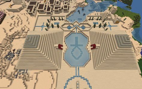 Desert Mega Base Minecraft, Sphinx Minecraft, Minecraft Egyptian Builds, Egypt Minecraft, Minecraft Pyramid, Minecraft Desert, Construction Minecraft, Minecraft Kingdom, Minecraft Decoration